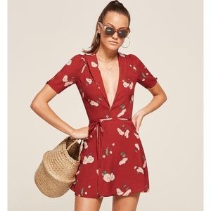 Reformation Calais Wrap Mini Dress